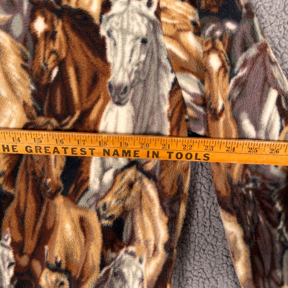Vintage BonWorth Horse Print Fleece Jacket Womens XS Brown Full Zip Equestrian - Picture 8 of 10